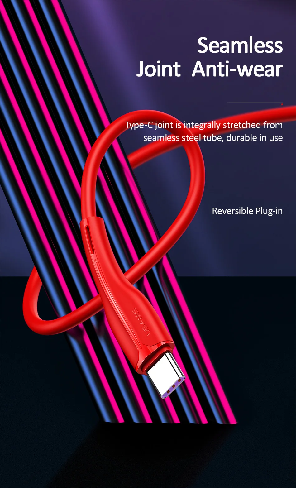 USAMS 5A usb type-C кабель для samsung huawei P30 Pro USB C мобильный телефон Быстрая зарядка зарядный кабель провод для Xiaomi type-C линия