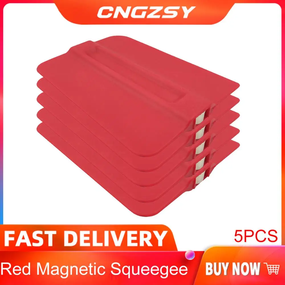 

5pcs Red Magnetic Pro Tint Bondo Squeegee Car Care Paint Wrapped Auto Sticker Window Film Tools Graphics Sign Scraper 5A64