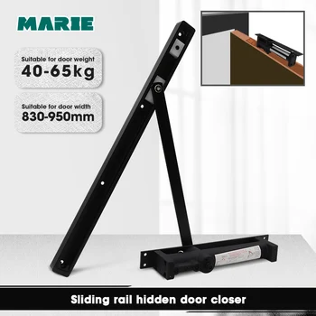 

Marie 6303Black Door Closer Automatic Spring Sliding Closing Door Concealed Positioning Hydraulic Buffer Anti-pinch Hand Door