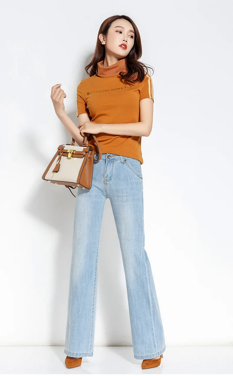 6794 Осень Зима Ковбой плюс размер широкие брюки джинсы Прямые Свободные корейские модные базовые длинные синие стрейч джинсы Femme