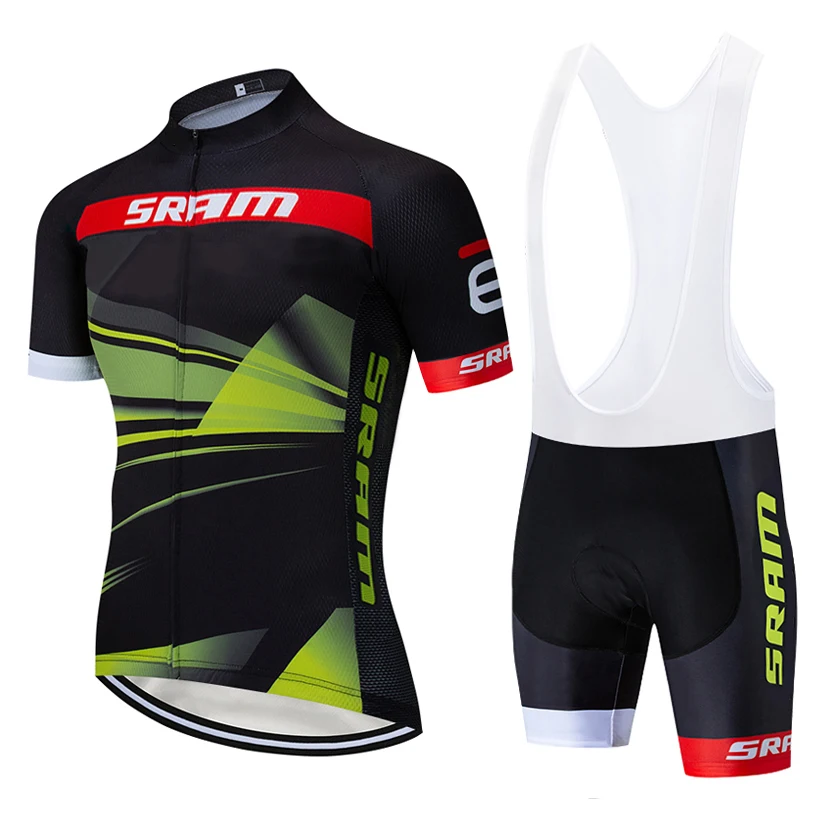 Mens Cycling Jersey Kits Bike Shirts Gel Padded Shorts Set Summer Bike Outfits 