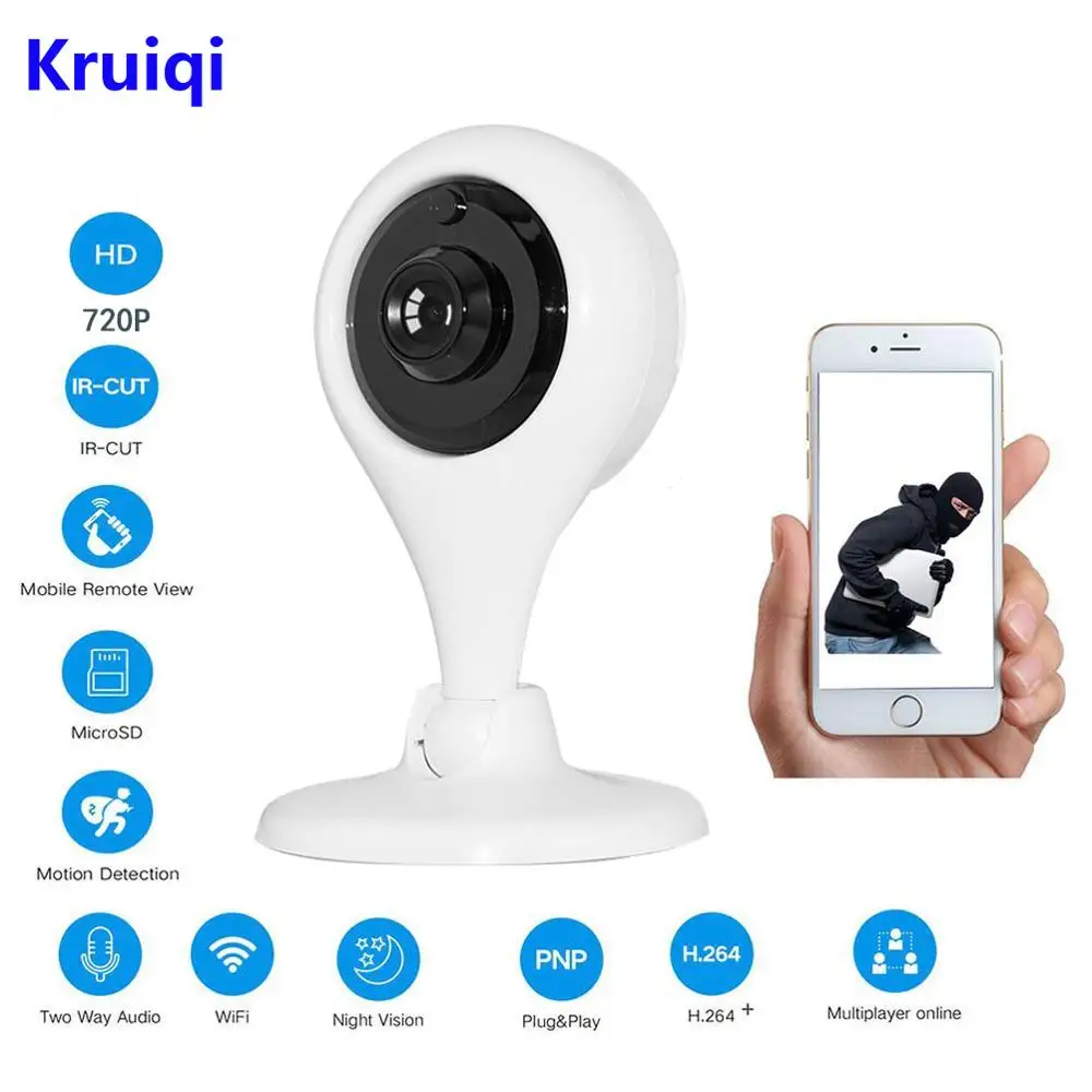 Kruiqi 720P Wireless Alarm IP Camera Wifi Network Surveillance Wi-fi Family Security Baby Monitor CCTV | Безопасность и защита