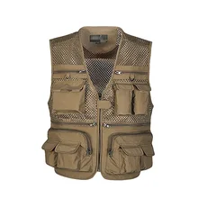 Летний мужской жилет с несколькими карманами, большой размер, сетчатый жилет