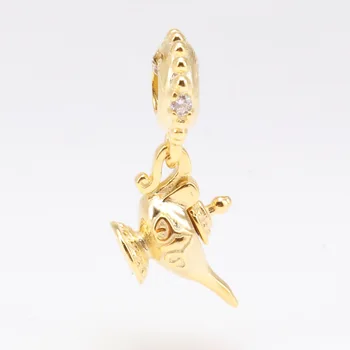 

S925 Sterling Silver Wishing Lamp Pendant Pan's Wild Aladdin Magic Lamp Beads Fit Original Charms Bracelet