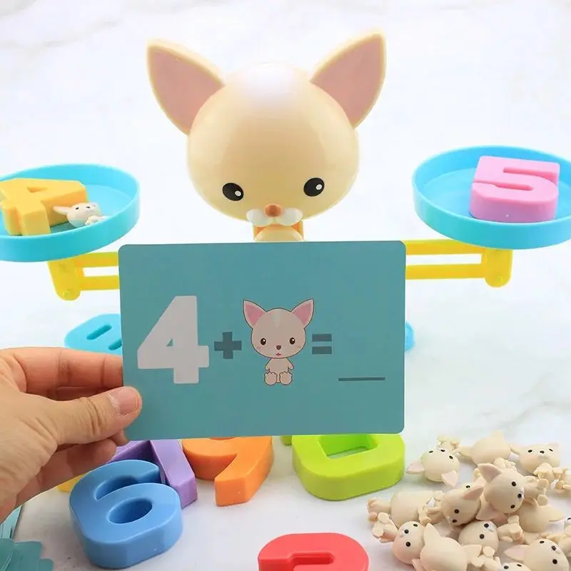 Montessori Math Match Game Board Toys Monkey Puppy Balancing Scale Number Balance Games Baby Learning Toy Animal Action Figures Montessori Math Match Game Board Toys Monkey Puppy Balancing Scale Number Balance Games Baby Learning Toy Animal Action Figures