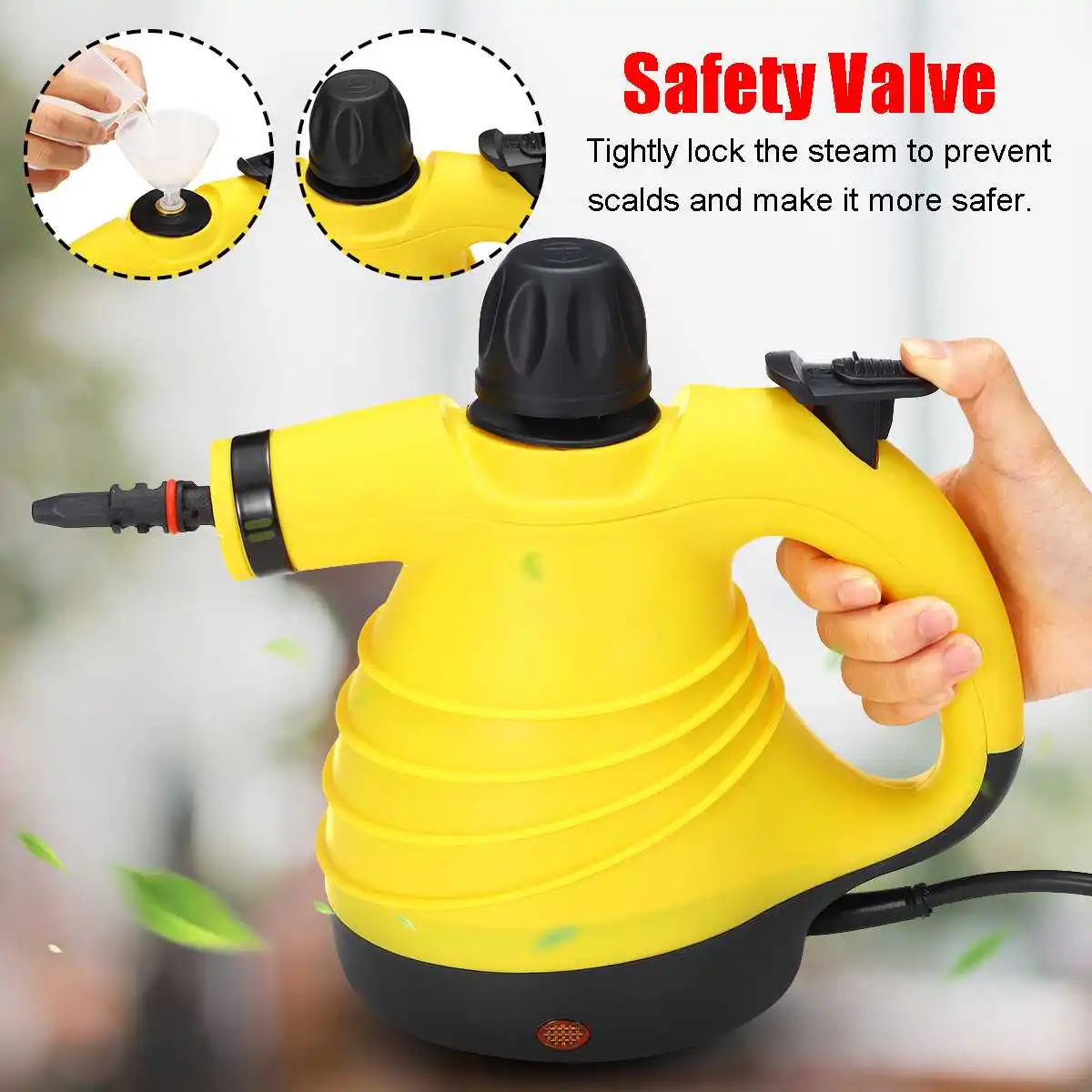 

Portable Electric Steam Cleaner Multifunctional Handheld Steamer Household Cleaner US Plug 300ml Water Tank with 6 Clean Heads