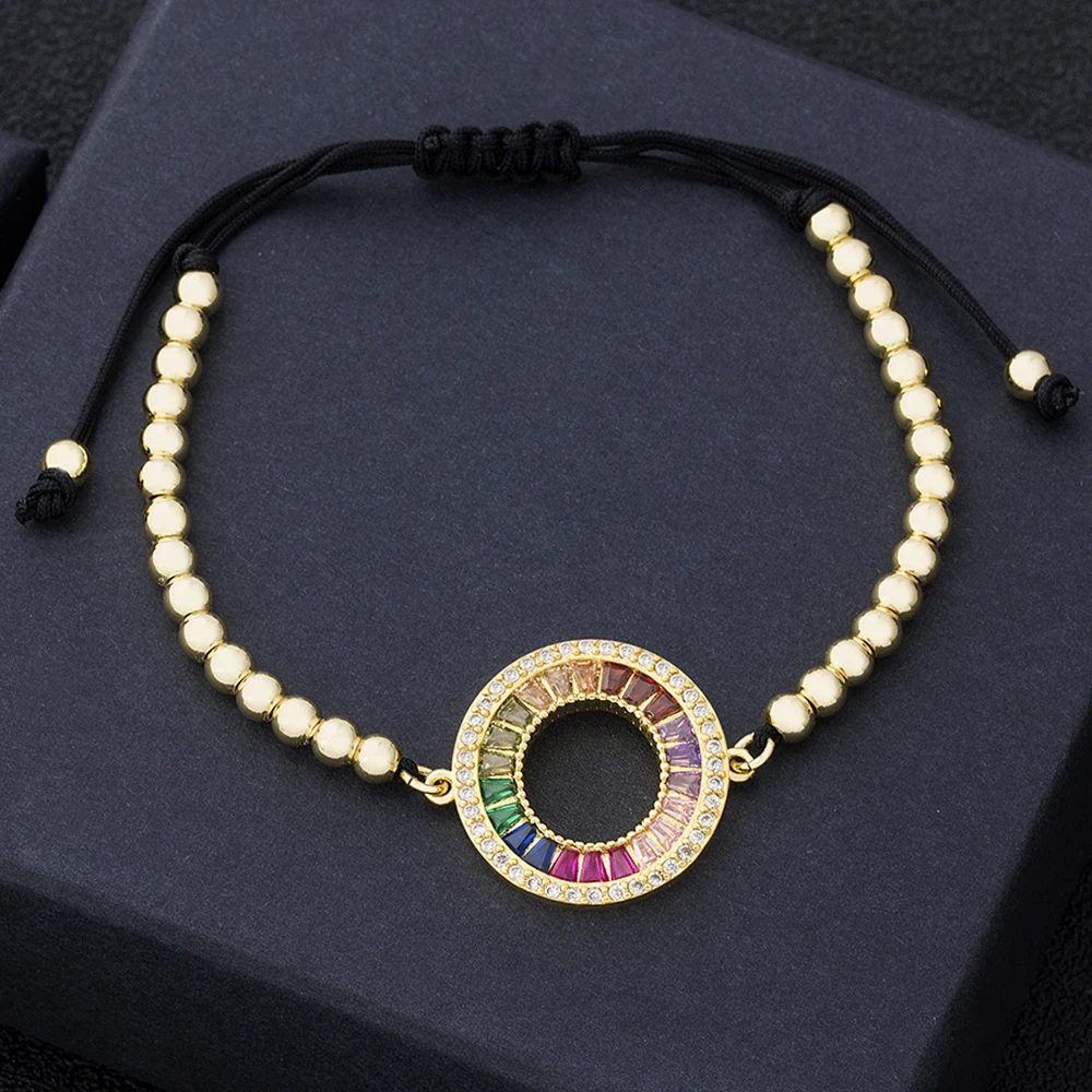 New Arrival Cubic Zirconia Heart Evil Eyes Adjustable Bracelets Copper Beads For Women Couple Charm Girl Bangle Jewelry Gift | Украшения и