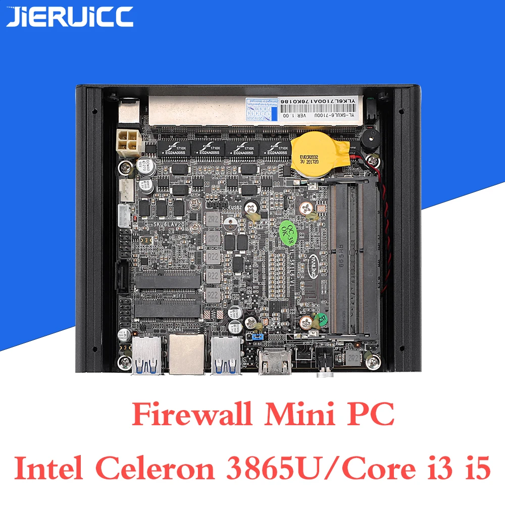 Intel Celeron 3865U minipc с оперативной памятью ddr4. 6 портов LAN. 1 COM, 4 порта USB 3,0, быстрый и стабильный для vpn-маршрутизатора