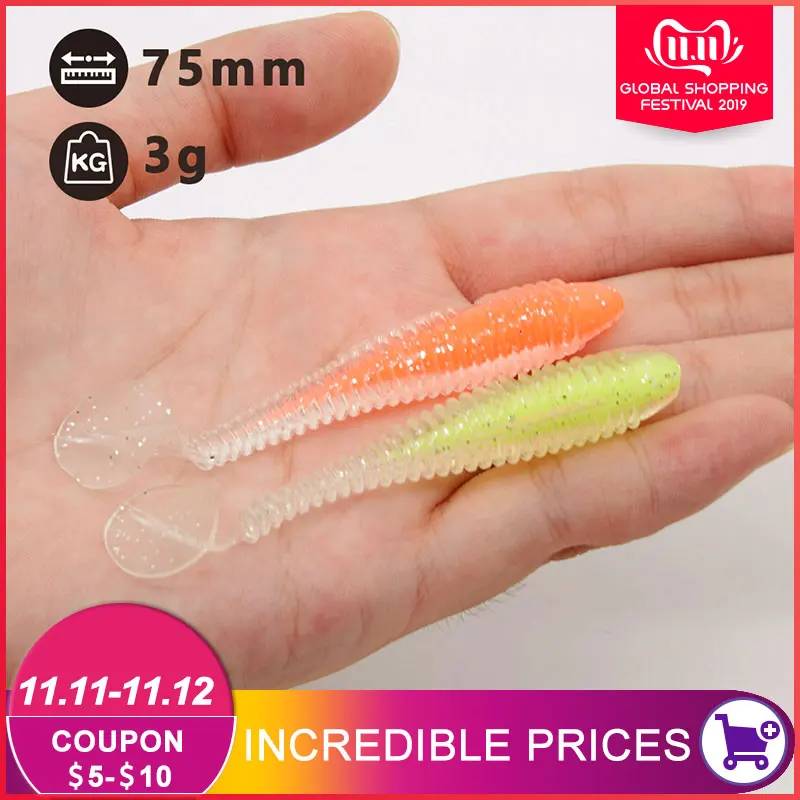 HUNTHOUSE светящийся новый продукт 7 5 см 6 шт./Лот свимбейт для рыбалки мягкие приманки