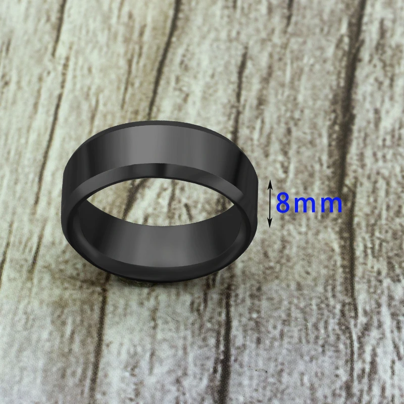 Modischer Edelstahlring Für Damen Und Herren, 8mm Schwarz_voghion.com