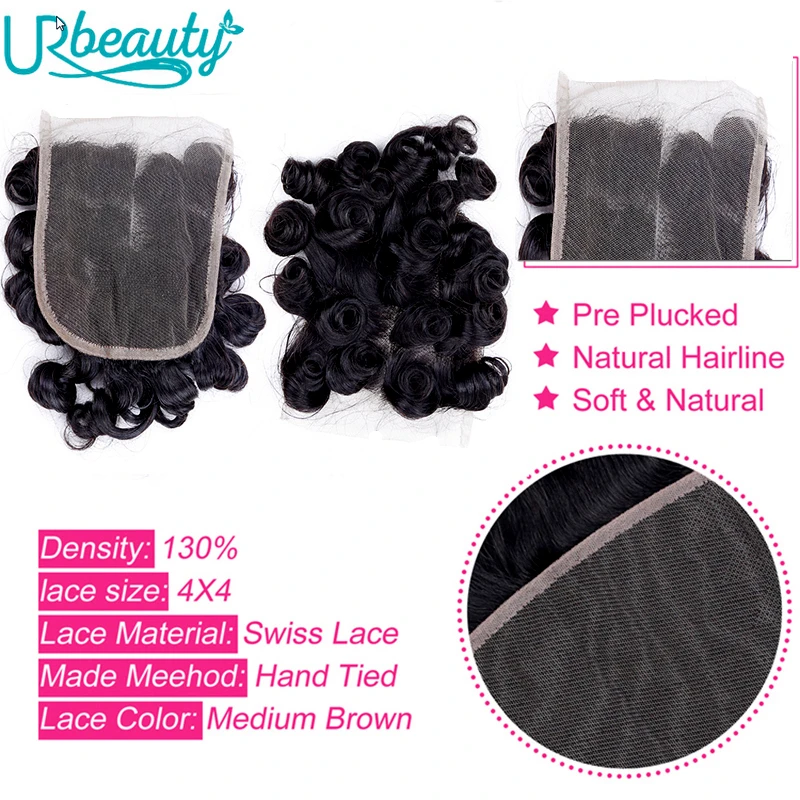 Бразильские человеческие волосы пучки с закрытием волнистые пучки с закрытием 100% человеческие волосы UR beauty Remy волосы натуральный цвет