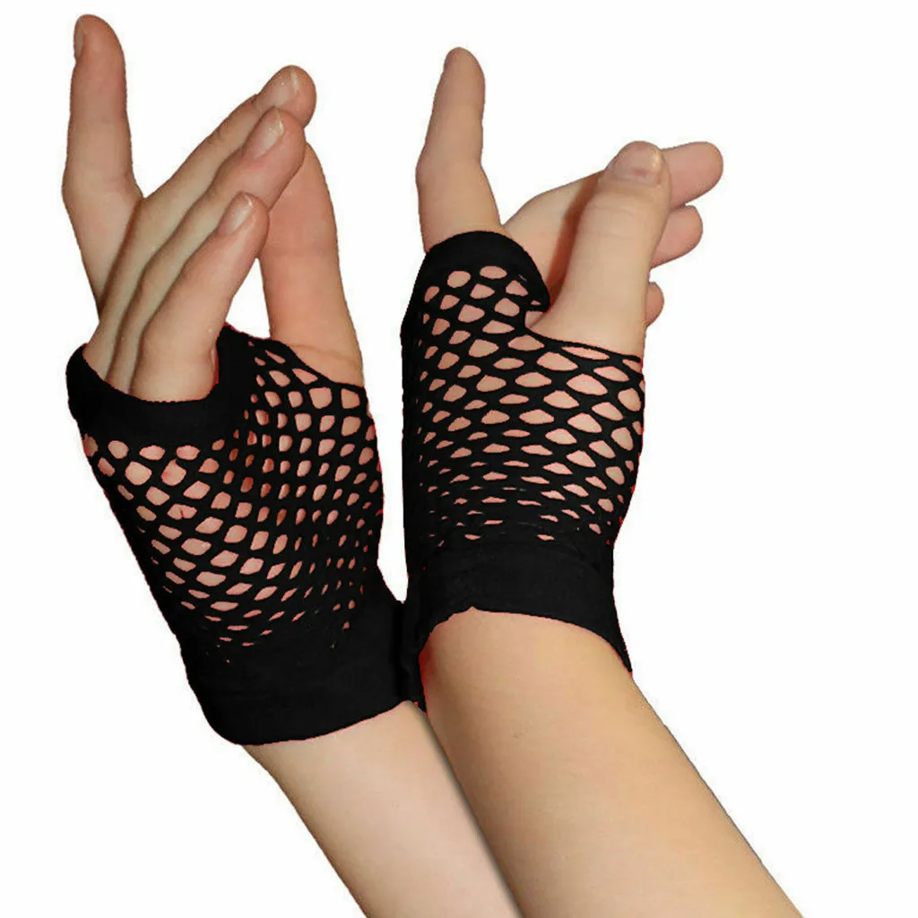 

Free Ostrich Soft Gloves Unisex Ladies Girls Short Mesh 80s STYLE Fishnet Gloves Hen night Party Wear Glove Sexy lace glove