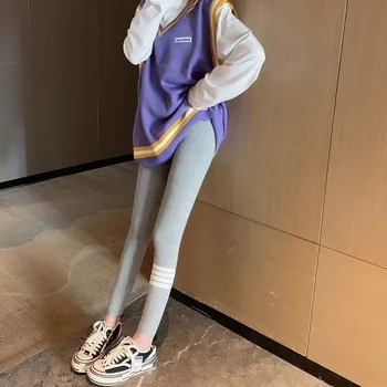 

Leggings women wear thin light gray vertical thread nine point pants four bar sports luminous pants