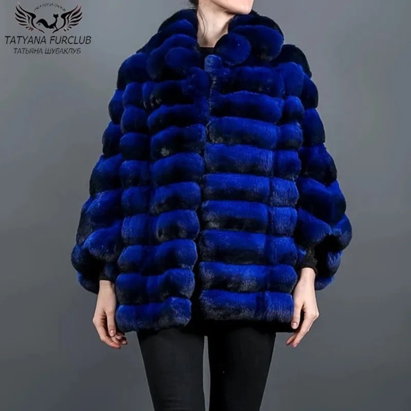 

2020 Winter Luxury Fur Coats For Women Genuine Rex Rabbit Fur Jacket Whole Skin Natural Real Chinchilla Color Fur Coat Woman