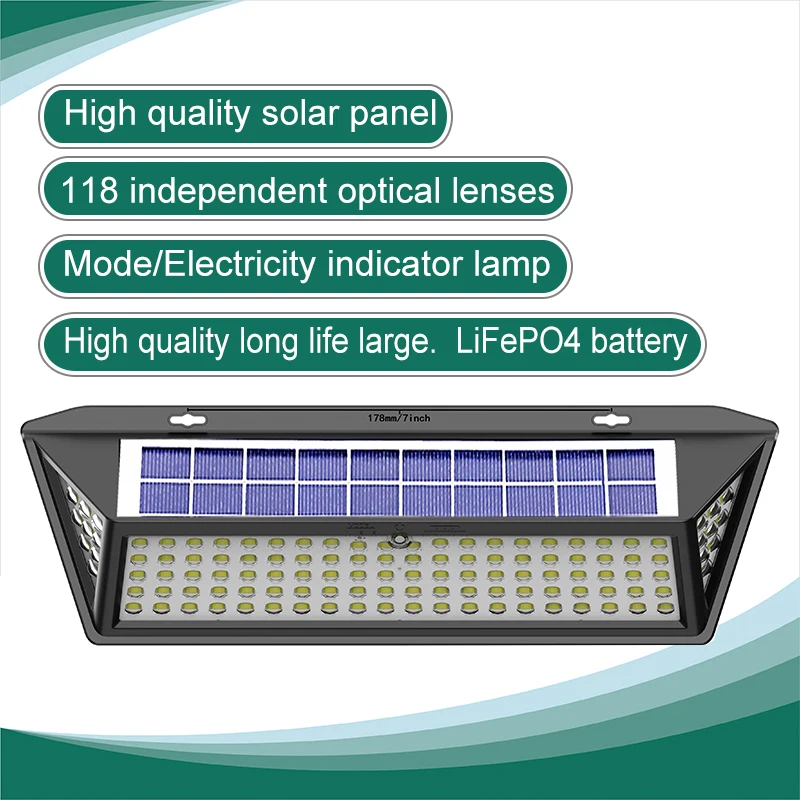 solar security light 118 SMD LED Outdoor Solar Light 3 Modes Motion Sensor Wall Lamps IP65 Waterproof House and Garden Yard Deco Path Street Lamp solar panel lights