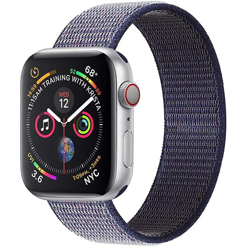 Ремешок для Apple Watch 44 мм 40 мм ремешок из нейлона iWatch Correa Series 5 4 3 2 Sport Loop 42 мм 38 мм браслет ремешок для часов аксессуары Новинка - Цвет ремешка: 1 Midnight Blue