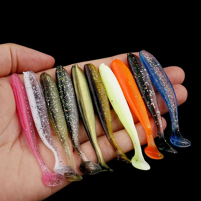 

PVC two-color T tail 10 pcs/batch of Luya soft bait 7cm 2g fishing supplies mandarin fish artificial bait artificial bait