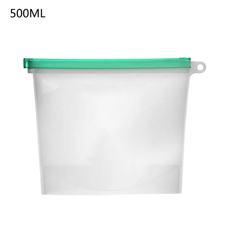 500ML Многоразовый силиконовый мешок для еды экологически герметичный силиконовый мешок для еды для кухни герметичные принадлежности для приправ - Цвет: 500ML