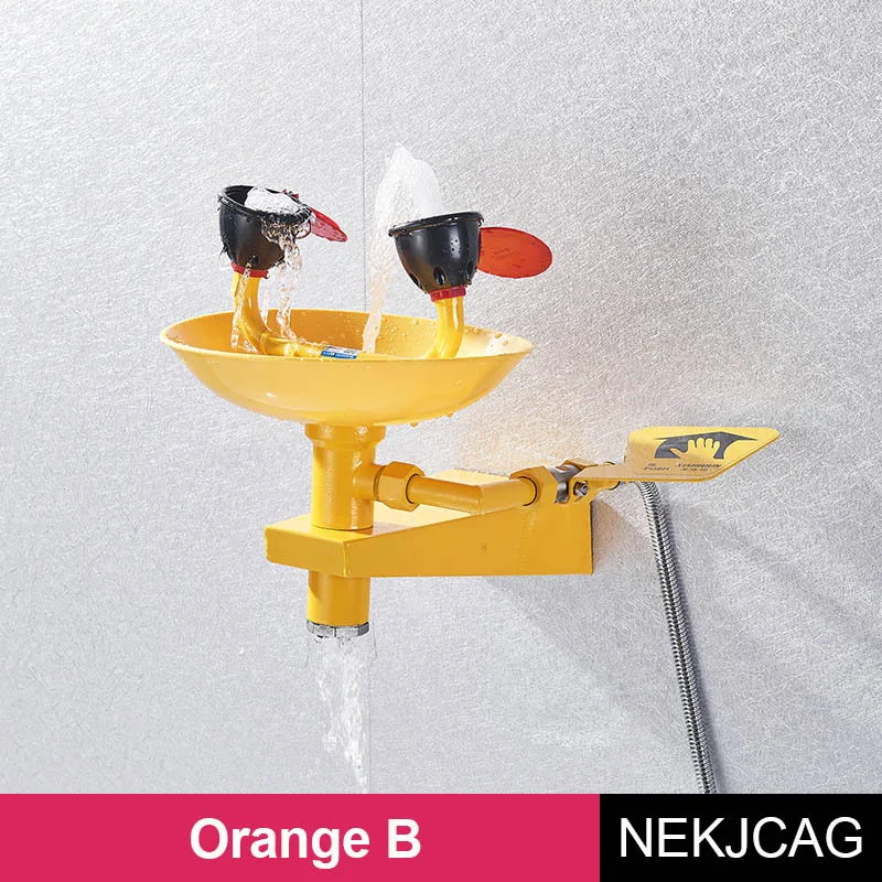 Orange B Аварийный душевой кран с мойкой для глаз напольный дождевой Душ вертикальный душевой кран для мытья глаз - Цвет: Orange B