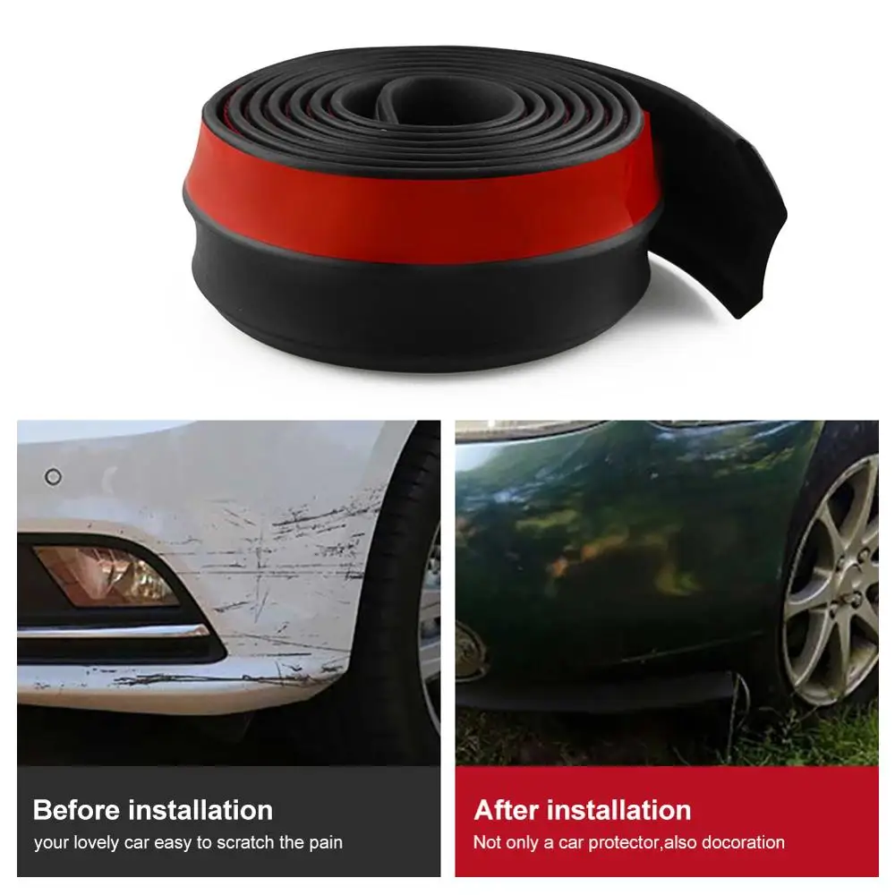 

2.5M Car Front Rear Side Bumper Protector Tape Universal Body Spoiler Valance Chin Rubber Car Bumper Lip Surface Protector L2