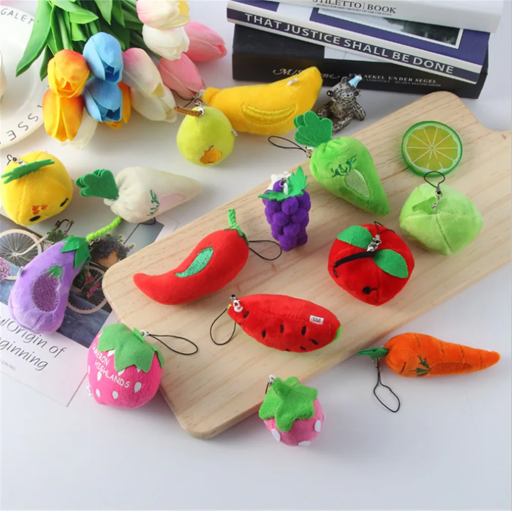 ZXZ 10CM cute fruit and vegetable stuffed bag key chain children's toys |