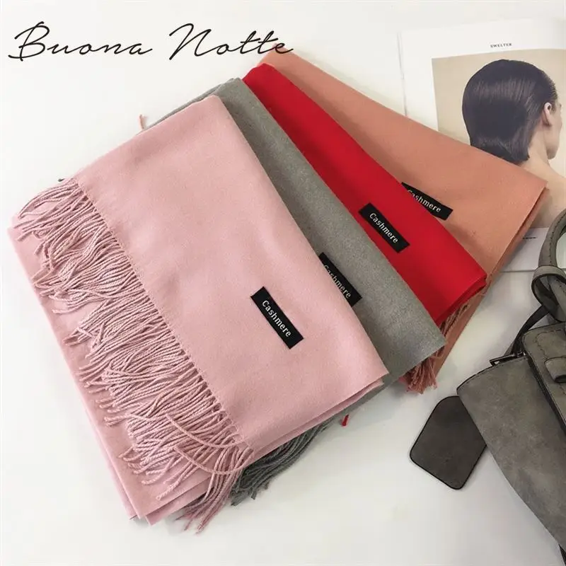 Кашемировый женский тёплый шарф-шаль Foulard Femme Пашмина Косынка шерсть палантин голова шеи длинный зимний шарф для женщин для дам