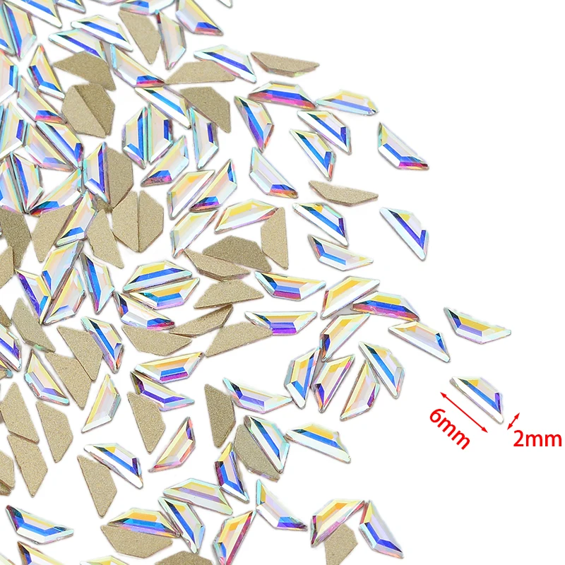 30pcs Golden Back AB Color Flatbacks No-Hotfix Rhinestones CRYSTAL Nail Art Crystal Flat Back Rhinestones For Nails - Цвет: Sailboat 2x6mm