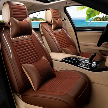 

Full Coverage PU Leather car seat cover flax fiber auto seats covers for Kia k900quoris sportage mohave borrego sorento kx7