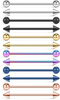 

14 Gauge Balls & Spikes Industrial Barbell Cartilage Earring Body Piercing Jewelry 35mm 38mm 40mm Pack of 12