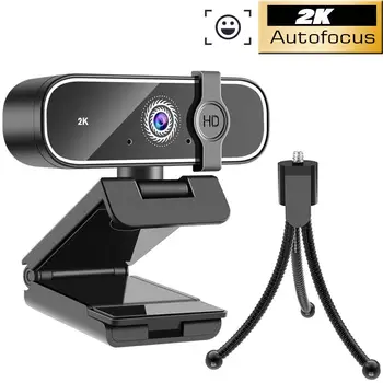 

2K Webcam Mini Computer PC WebCamera with Microphone Rotatable Cameras for Live Broadcast Video Calling Conference With Stand