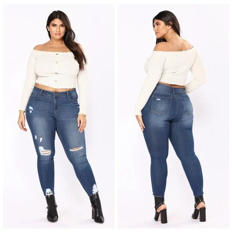 Джинсы женские большие размеры рваные джинсы женские большие размеры стрейч джинсы колготки женские узкие джинсовые брюки Плюс Размер Уличная одежда