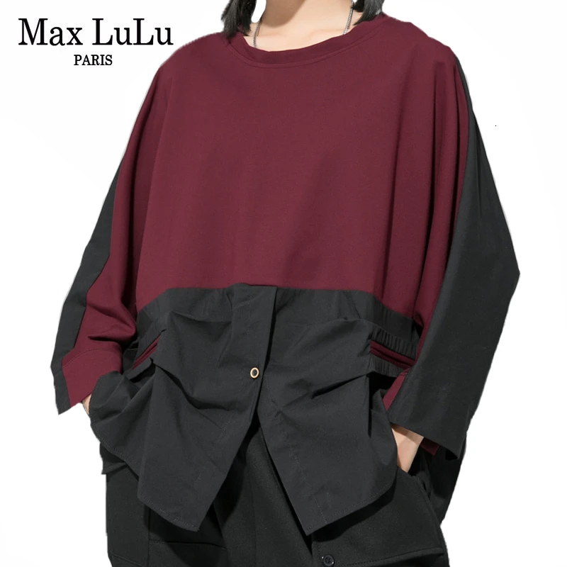 Max LuLu корейские модные осенние уличные Женские винтажные рубашки женские повседневные Лоскутные блузки свободные топы Одежда больших размеров