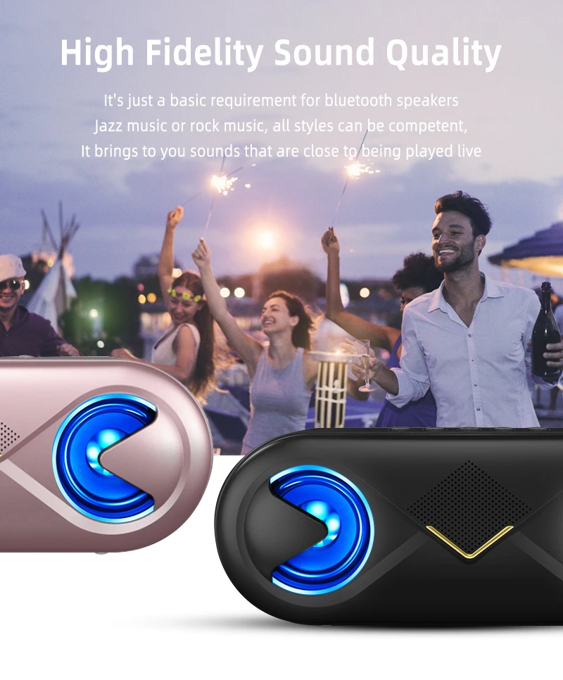 Портативный беспроводной Bluetooth динамик стерео громкоговоритель звук системы наружный водонепроницаемый динамик музыка объемный