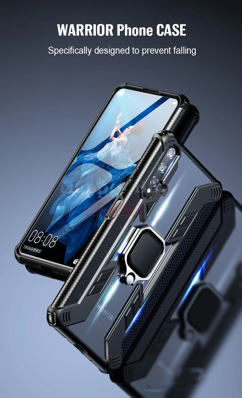Кольцевой кронштейн чехол для телефона для huawei Honor 20 Pro чехол противоударный Прозрачный чехол для huawei Honor V20 9X Pro чехол задняя крышка