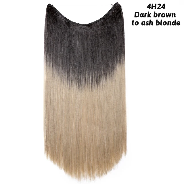 BENEHAIR Invisible Wire No Clips In Hair Extensions Secret Fish Line Hairpieces Synthetic Hair Extensions Fake Hair For Women 4H24