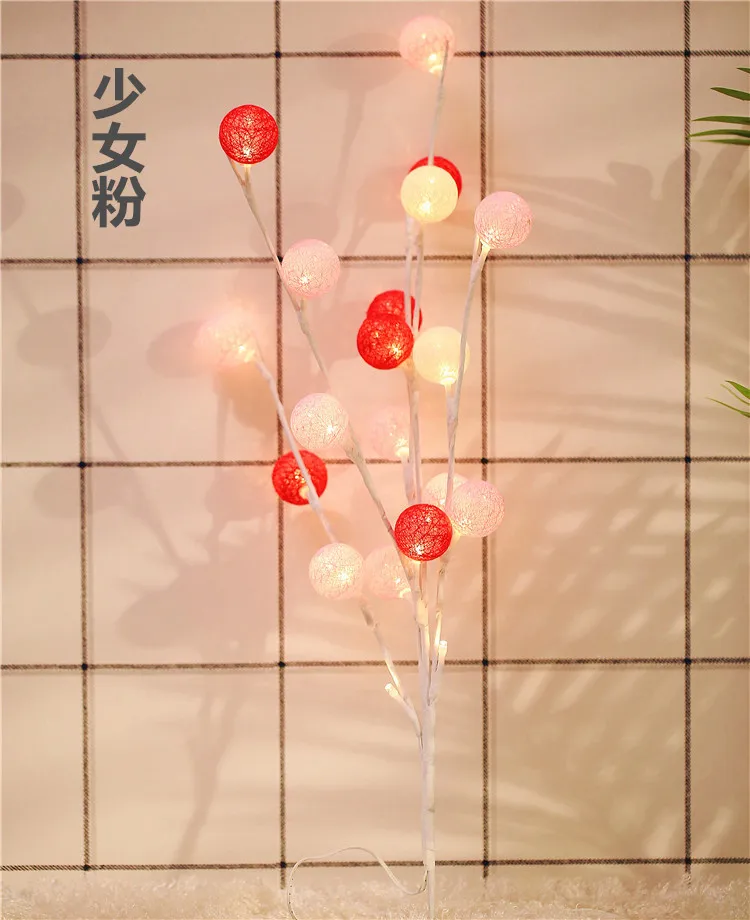 Северная Европа хлопок мяч Led ветка фон спальня девушка сердце украшения сад на открытом воздухе водонепроницаемый подарок батарея лампа - Цвет: model 18
