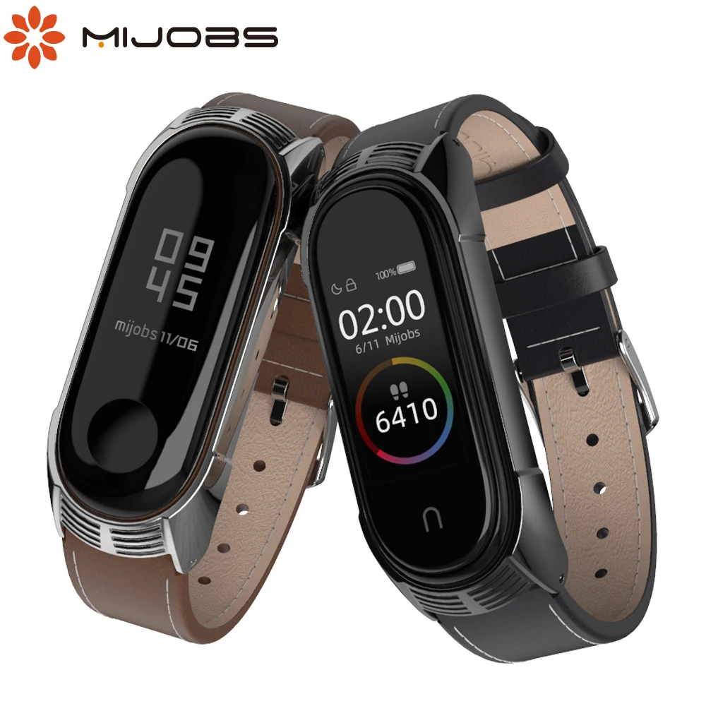 

Mijobs Mi Band 4 Genuine Leather Strap for Xiaomi Mi Band 4 3 Smart Watch Wrist Bracelet Miband 4 Wristband NFC Accessories