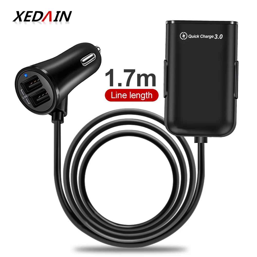 急速充電器qc 3 0 3 1a 4ポートusbカーチャージャー高速車の充電器5 6ft延長ケーブル後部座席用iphoneアプリxiaomi充電器 車の 充電器 Aliexpress