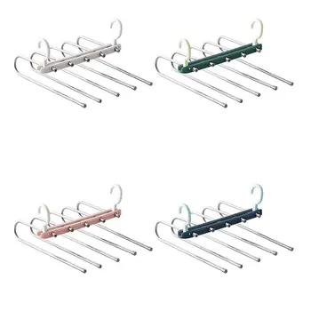 

Multifunctional 5 Tier Hanger Portable Stainless Steel Rack for Trousers Pants 95AA