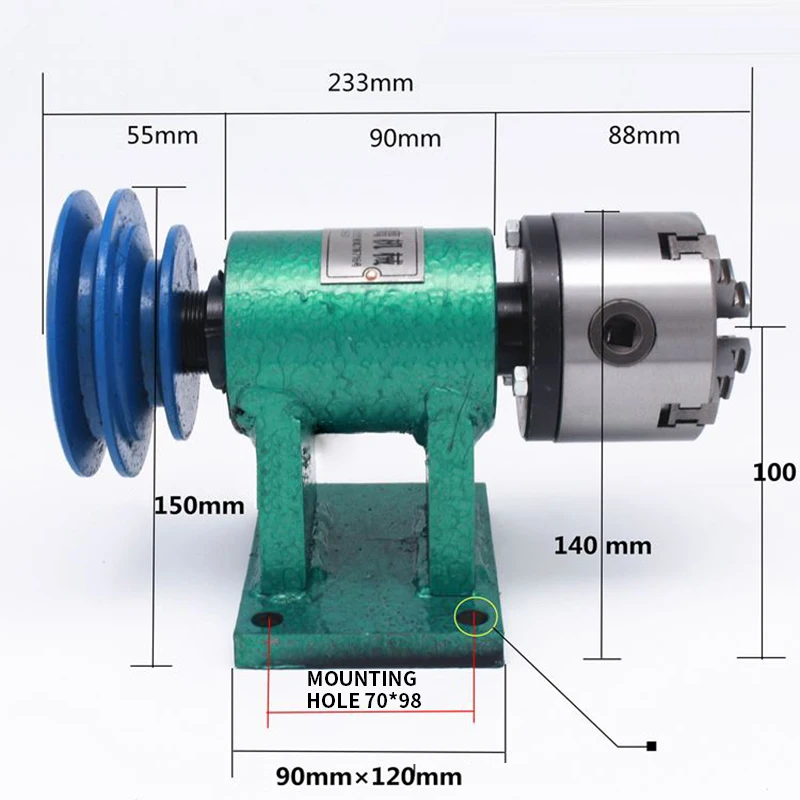Household lathe spindle assembly DIY small woodworking rotating seat 80 three-jaw chuck flange pulley | Инструменты