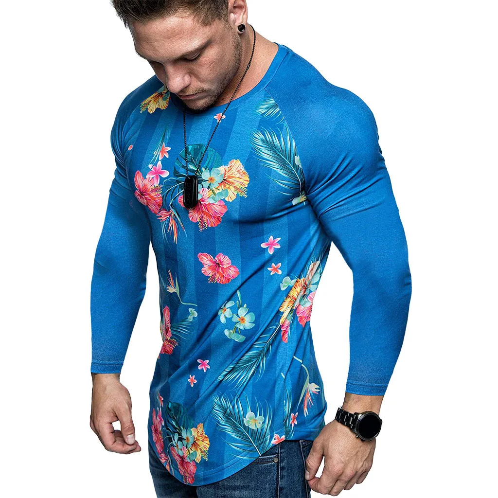 Модные милые Для мужчин Fit Футболка с круглым вырезом и длинными рукавами стильный мужской печатных футболка модная мужская верхняя одежда Уличная Осенняя рубашка