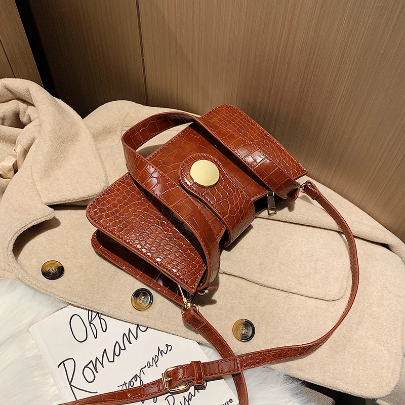 Brown Handbags Женская сумка через плечо с мелким каменным узором из искусственной кожи, сумки через плечо для женщин, сумка через плечо, женские сумки - Цвет: Brown Handbags