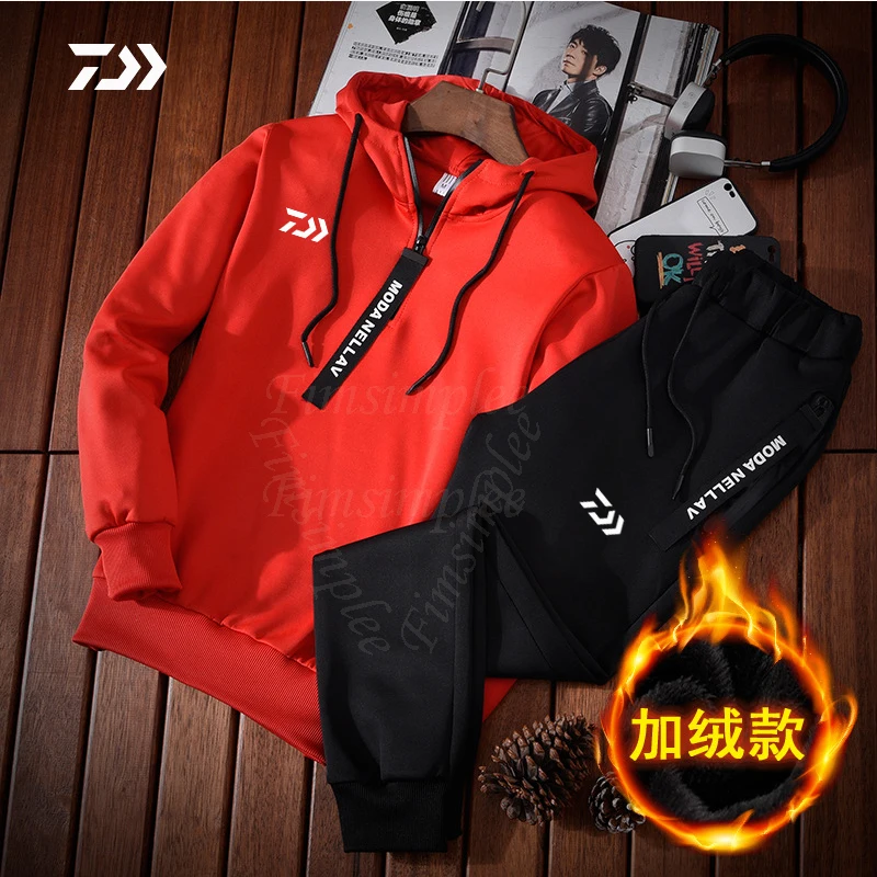 Одежда Daiwa, зимние костюмы для рыбалки, одежда для рыбалки, толстовка с капюшоном, утолщенная куртка для рыбалки, Спортивная Толстовка для мужчин и женщин, спортивная одежда