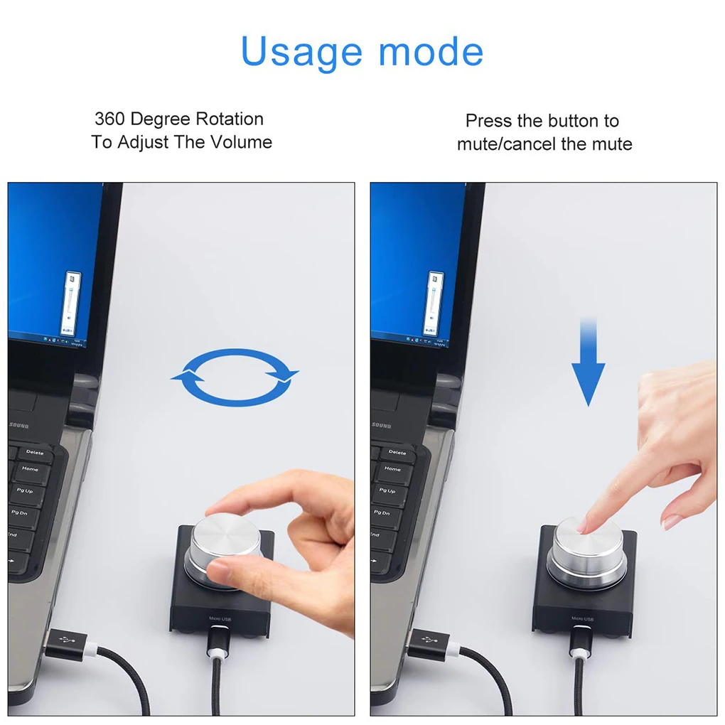 USB регулятор громкости, металлический регулятор громкости звука, USB кабель, один ключ, регулятор громкости, компьютерный динамик, аудио регулятор