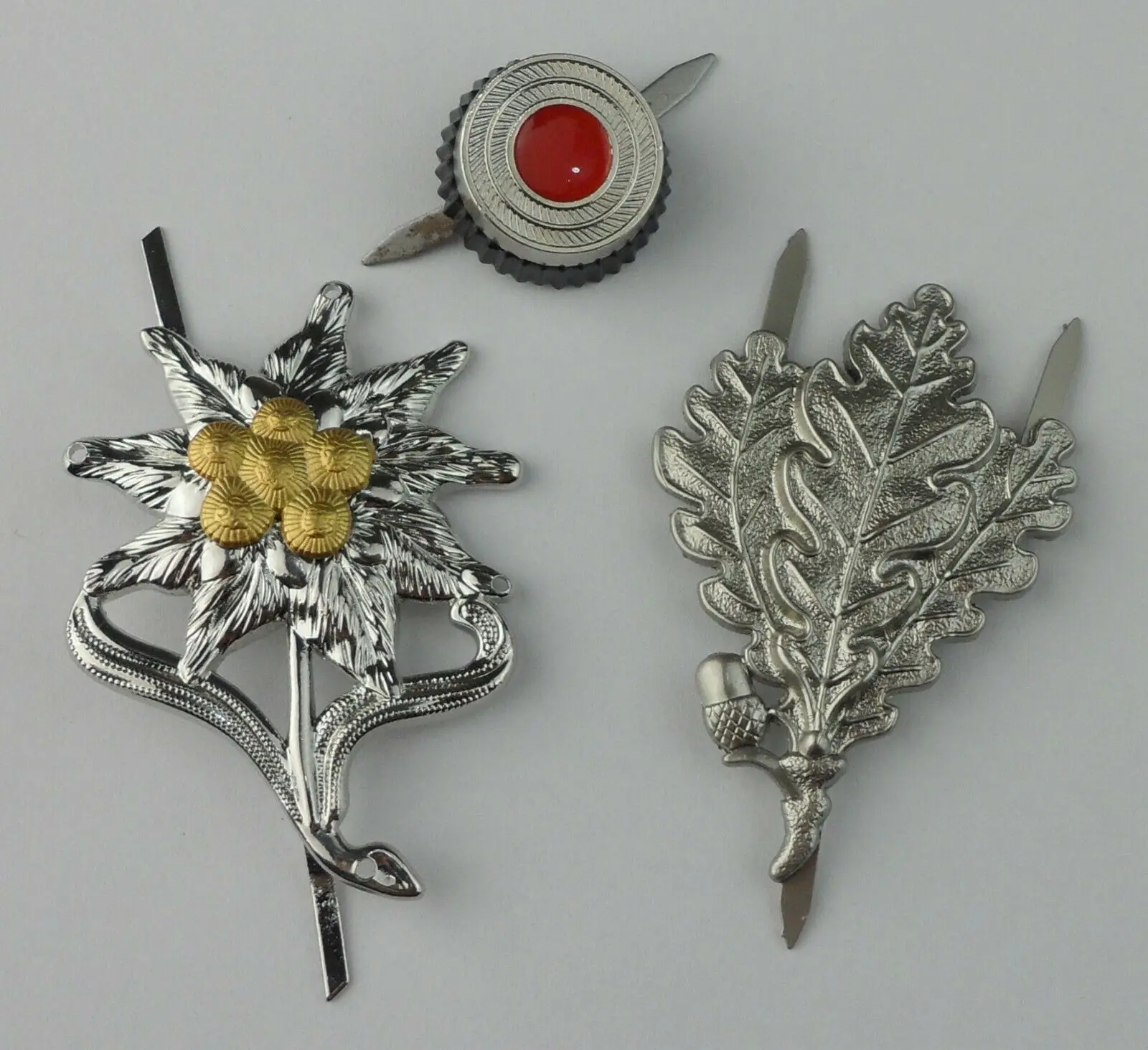 tomwang2012. 3 TYPES 3PCS WW2 GERMAN COMBAT CAP BADGE OAK LEAF EDELWEISS PINS | Спорт и развлечения