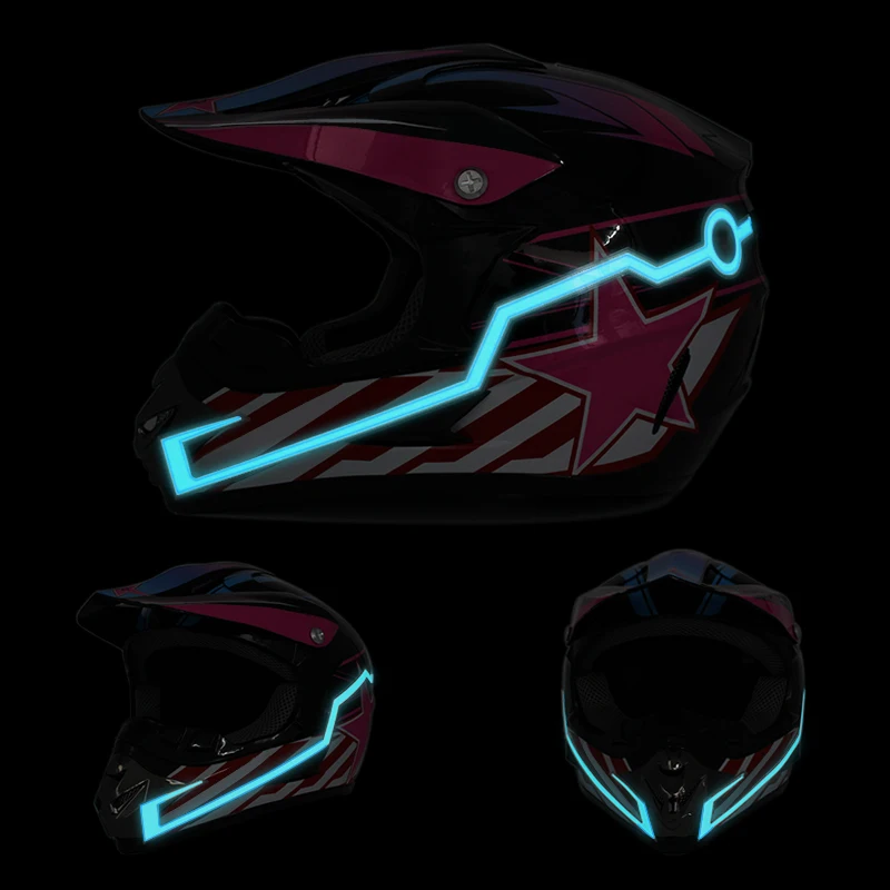 

2 Pcs Motorcycle Helmet Night Riding Cold Lights Kit Signal Flashing Stripe LED Luminous Sticker Universal Waterproof Durable