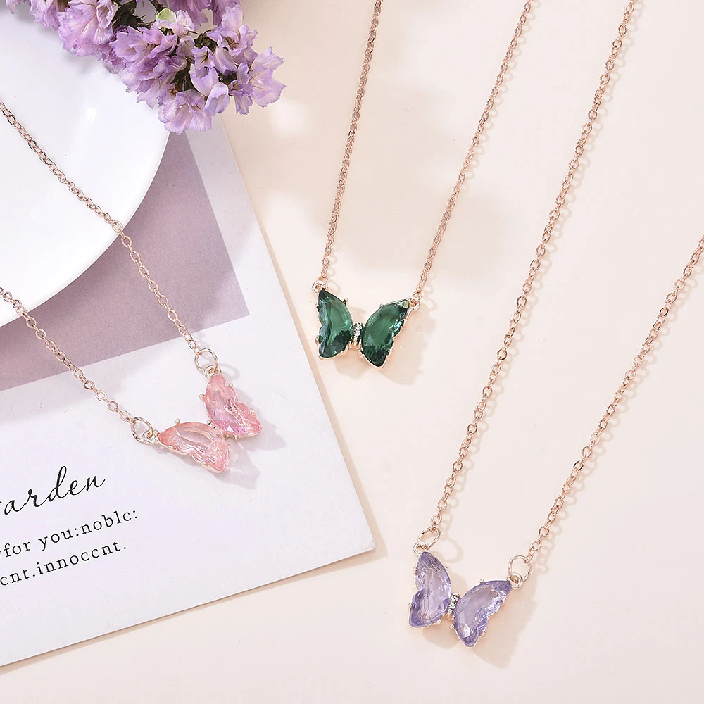 Collar con colgante de mariposa y cristal de fantasía para mujer, Coreana Súper Hada, cadena Popular para clavícula, novedad de 2020|Collares colgantes| - AliExpress