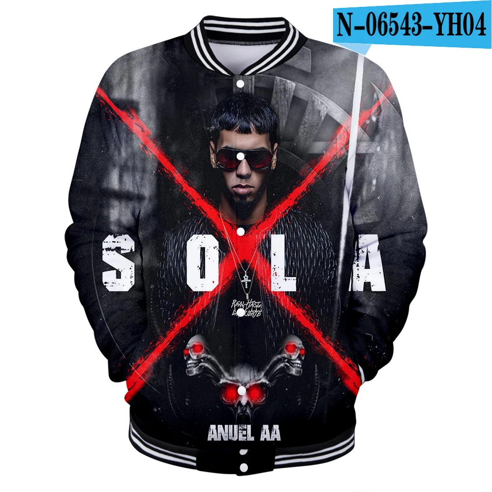 Anuel AA бейсбольные куртки мужские и женские 3d настоящие Hasta La Muerte куртки-бомберы хип-хоп Уличная Униформа пальто Jaqueta Masculino - Цвет: one