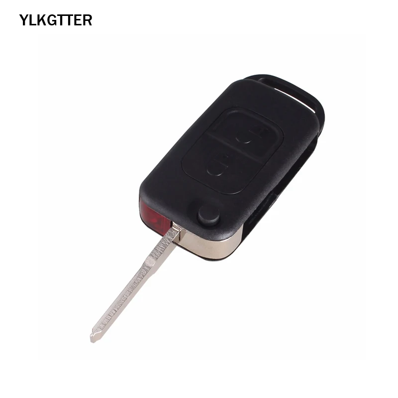 YLKGTTER умный Автомобильный ключ для Mercedes Benz SLK E113 A C E S W168 W202 W203 флип флоинг пульт дистанционного управления 2 кнопки смарт авто ключ оболочка - Цвет: Черный