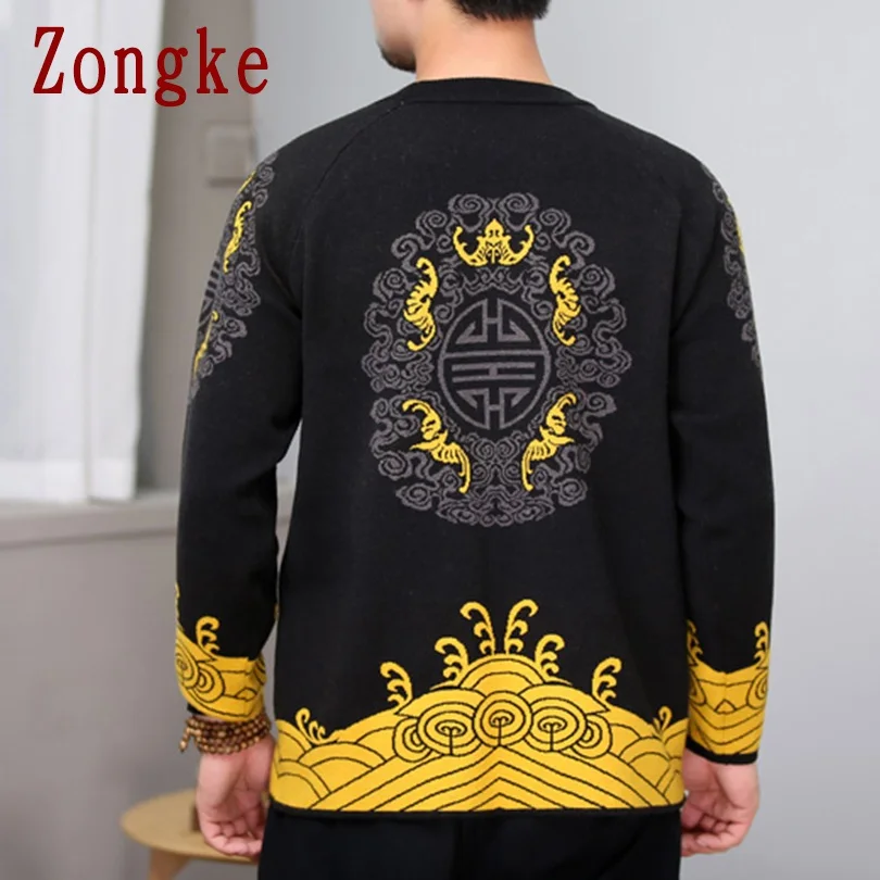 Zongke, китайский стиль, зимний свитер, Мужское пальто, пуловер и свитер для мужчин, зимние мужские свитера на осень, новая мужская одежда, XXXL